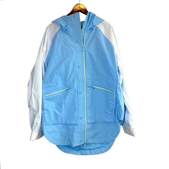Free People Movement Singin’ in the Rain Packable Rain Jacket Blue White Large - Picture 2 of 13